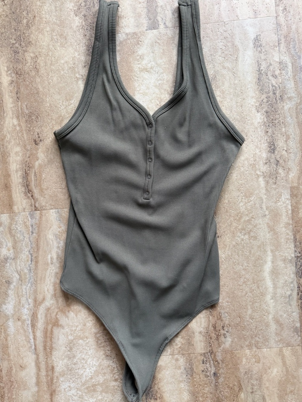 Abercrombie & Fitch Olive Ribbed Tank Bodysuit